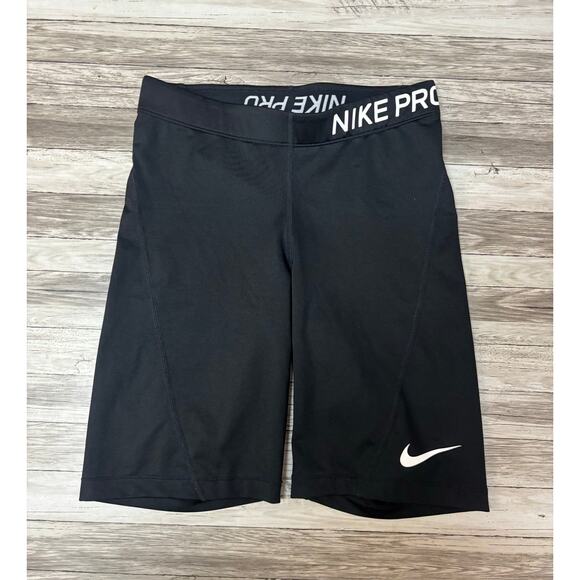 Nike Pro Compression Shorts Womens Size Small Black Long Sliding Spandex - Picture 1 of 11